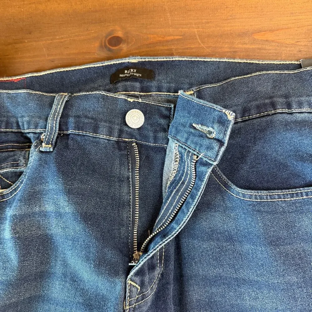 True Religion Ricky SN Flap Straight Relaxed Jean Dark Woodland Wash Men's 36x35